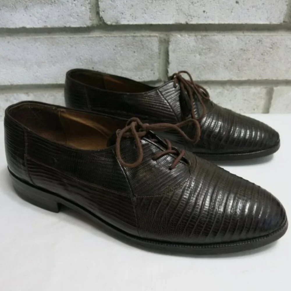 Ennesi Genuine Lizard Vintage Dress Oxfords Authentic Footwear Shoes 7