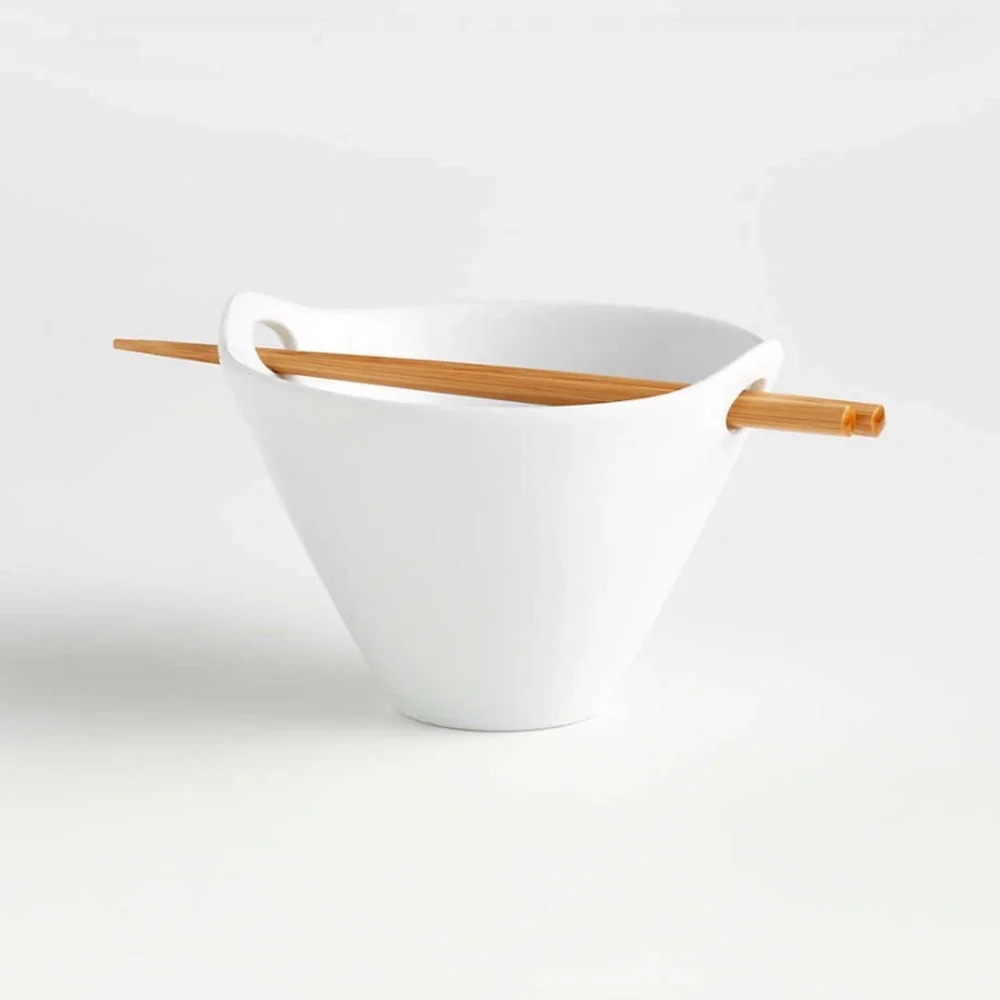 Crate&Barrel Noodle Bowl with Bamboo Chopsticks
