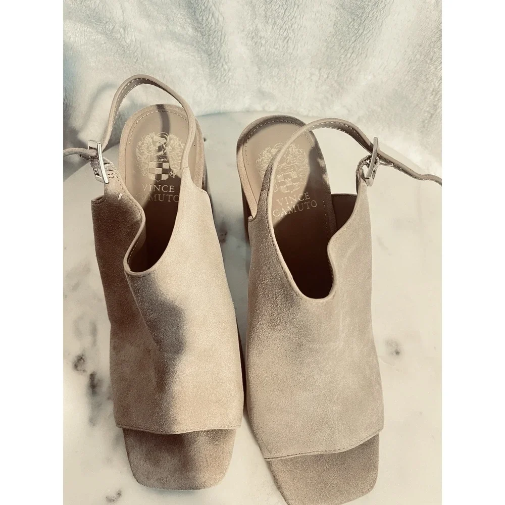 Vince Camuto Women's 8.5 Tan Leather Stiletto Heels Slip‑On Pumps NWOB