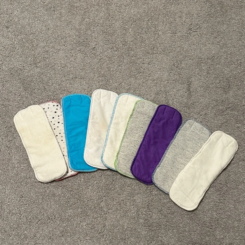 Ragababe size medium cloth reusable diaper inserts set of 9
