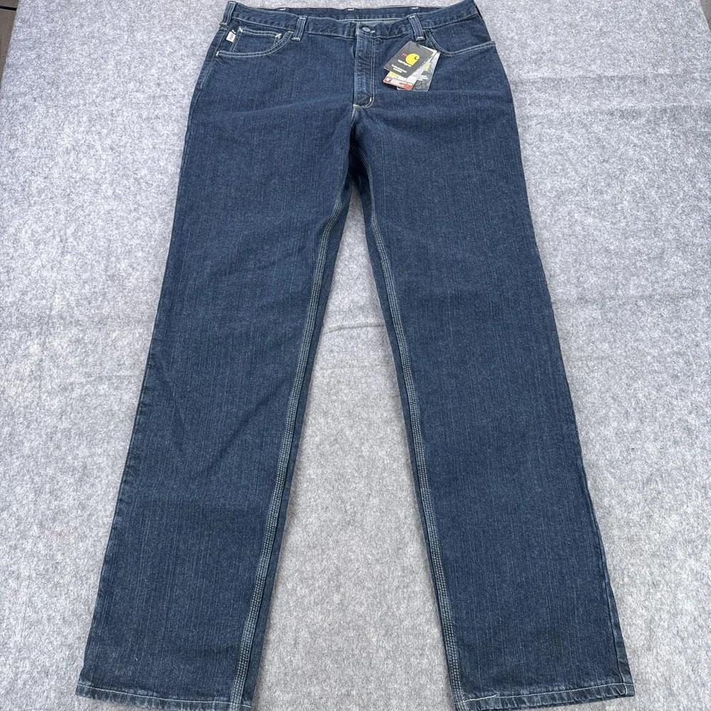 Carhartt FR Rugged Flex Jeans Mens 40x36 Blue Straight Traditional Fit Work