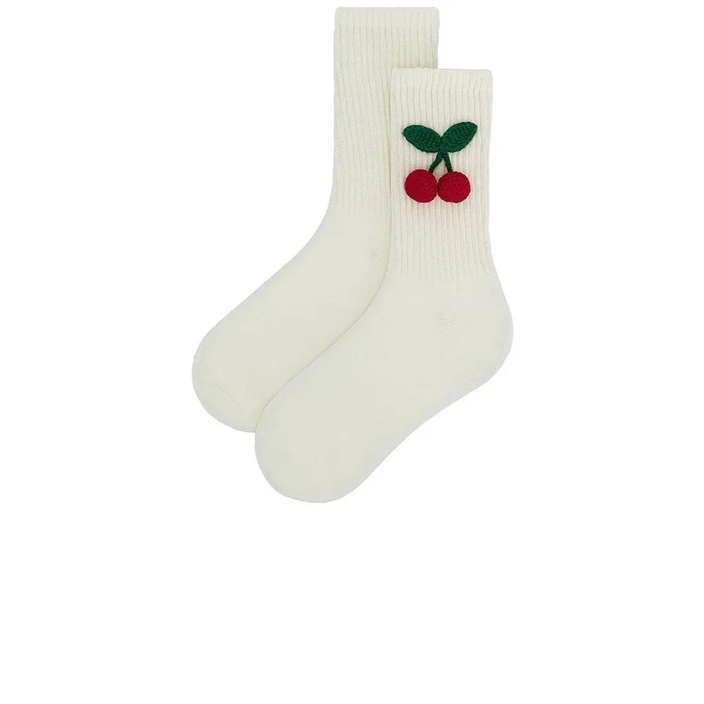Casa Clara Paulina Socks Cherry Crochet White