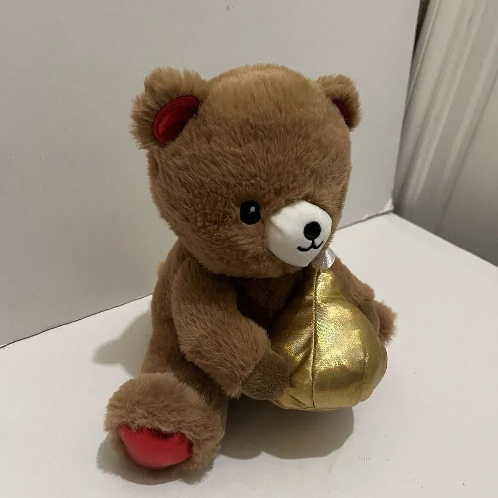 Hershey's Valentines Bear Stuffed Animal 2025 Brown Red & Gold Kiss 9
