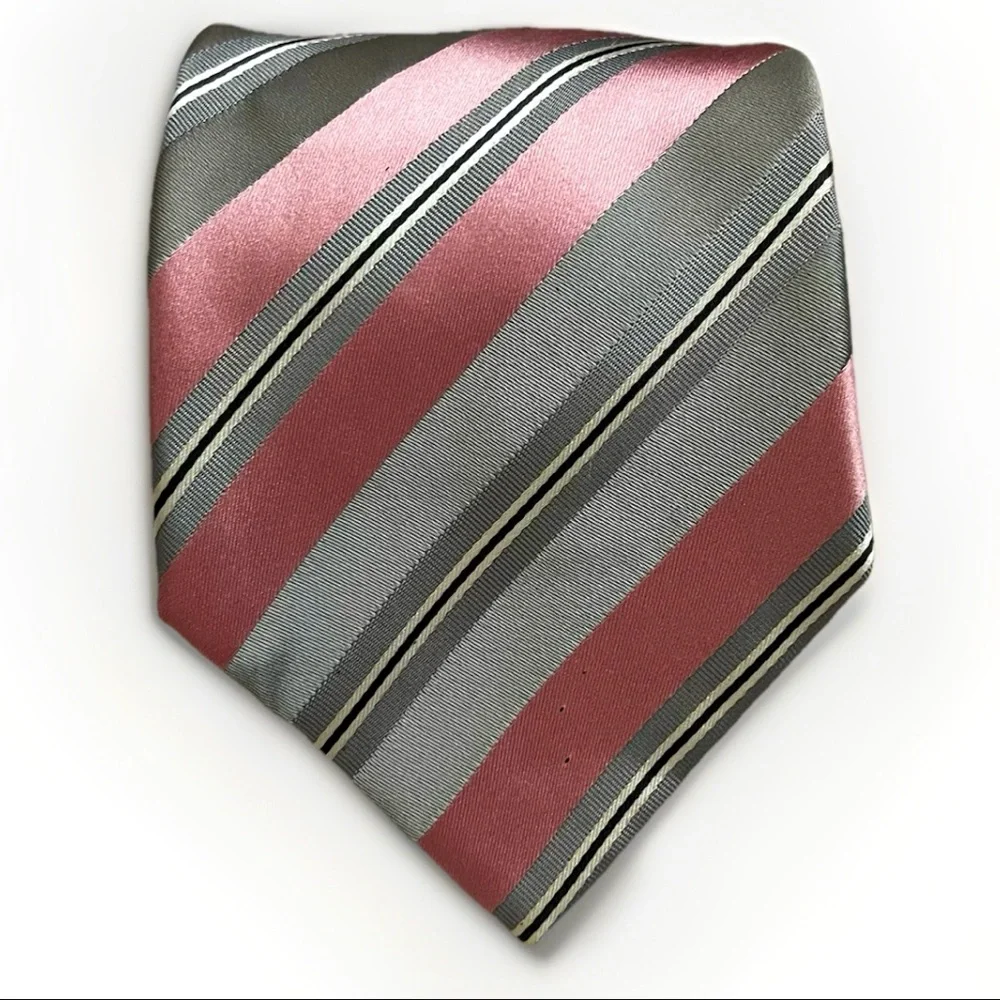 Donald TRUMP Signature Collection Handmade 100% Silk Designer Tie‎ Gray Striped