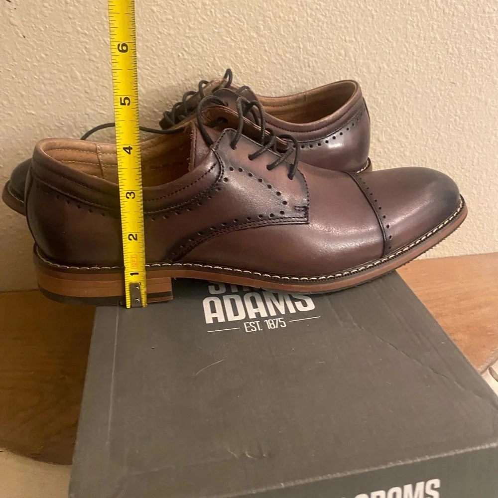 NIB Stacy Adams Flemming Grey Leather Men's Dress Oxford Shoes