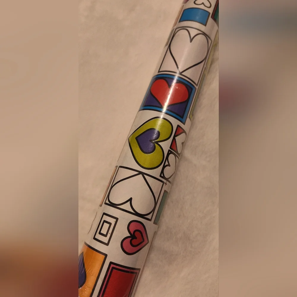 Multicolor Hearts Gift Wrap Roll - Colorful Heart Pattern