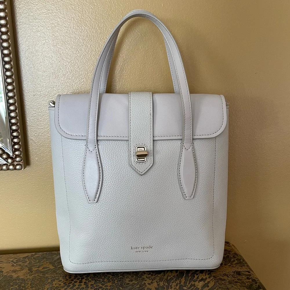 Kate Spade Grey Leather Structured Top-Handle/ Crossbody Bag