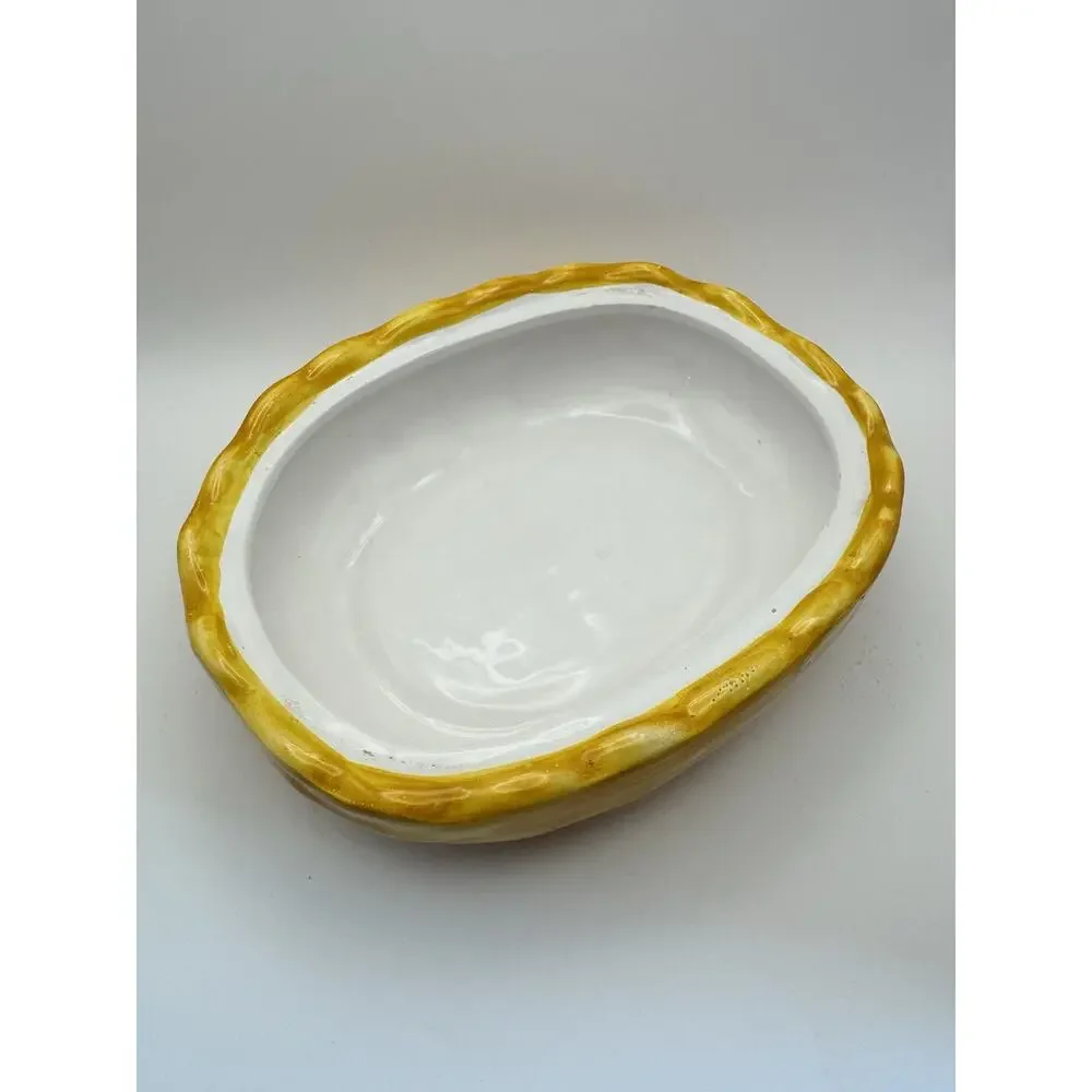 2 pc Chicken Canister Lid Colorful‎ Ceramic Hen Candy Jar Trinket Made Portugal