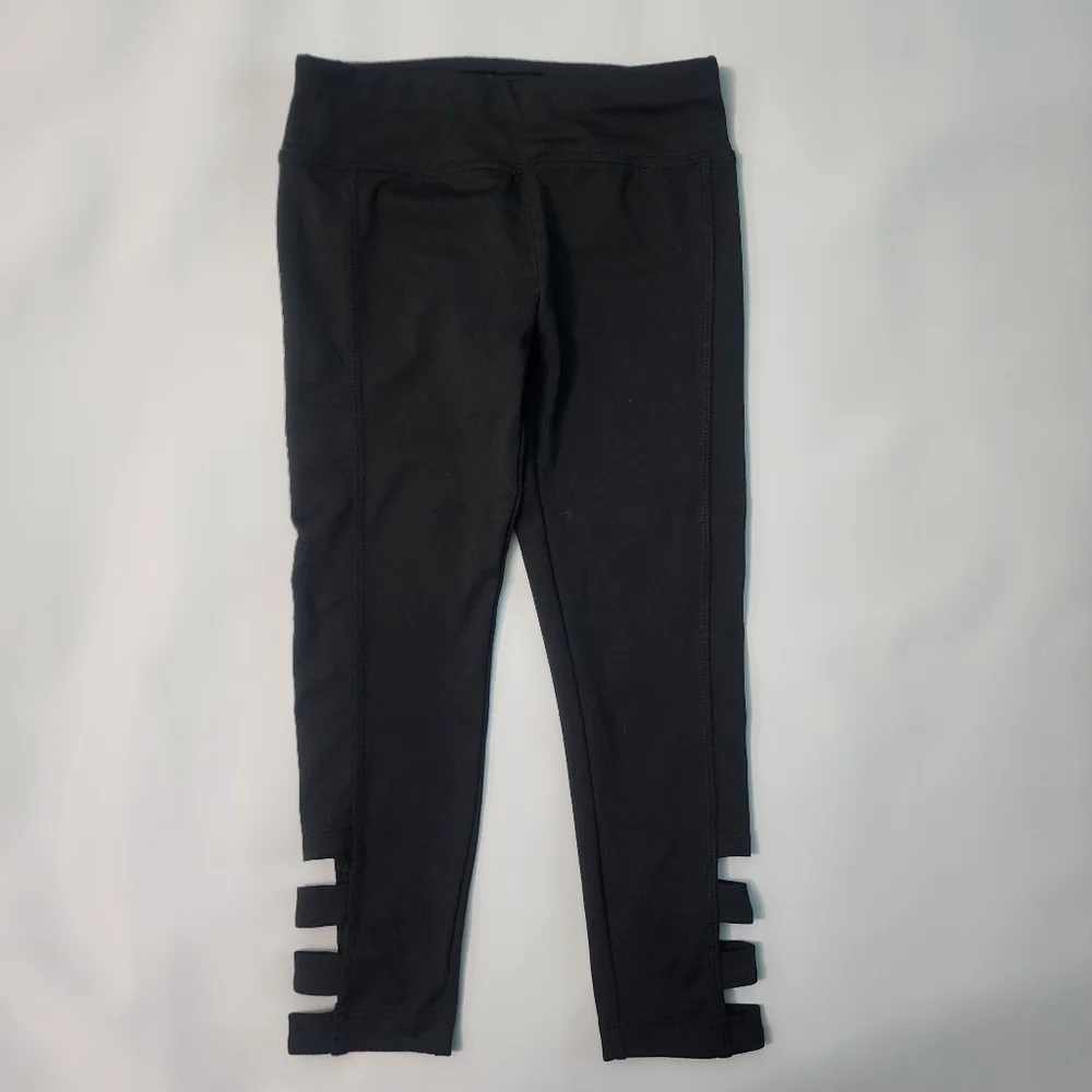 Justice Girls Black Leggings XS (5/6) Cutout Hem