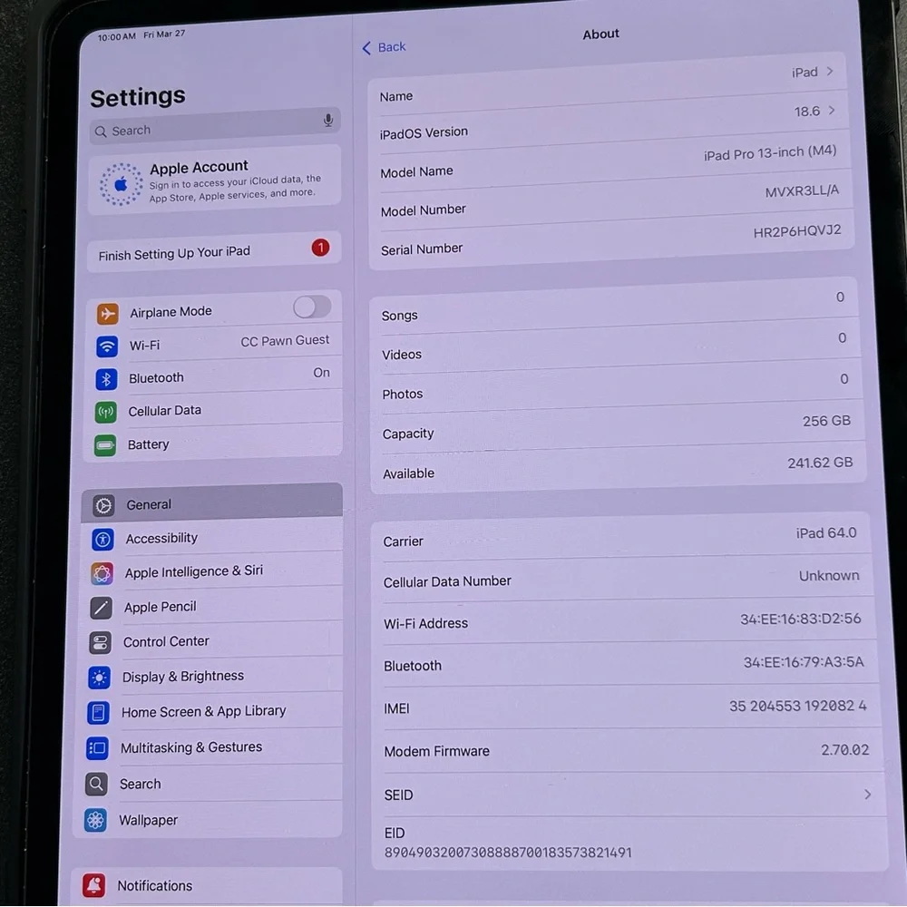 Apple 7th Generation iPad Pro 13” 256GB A2926