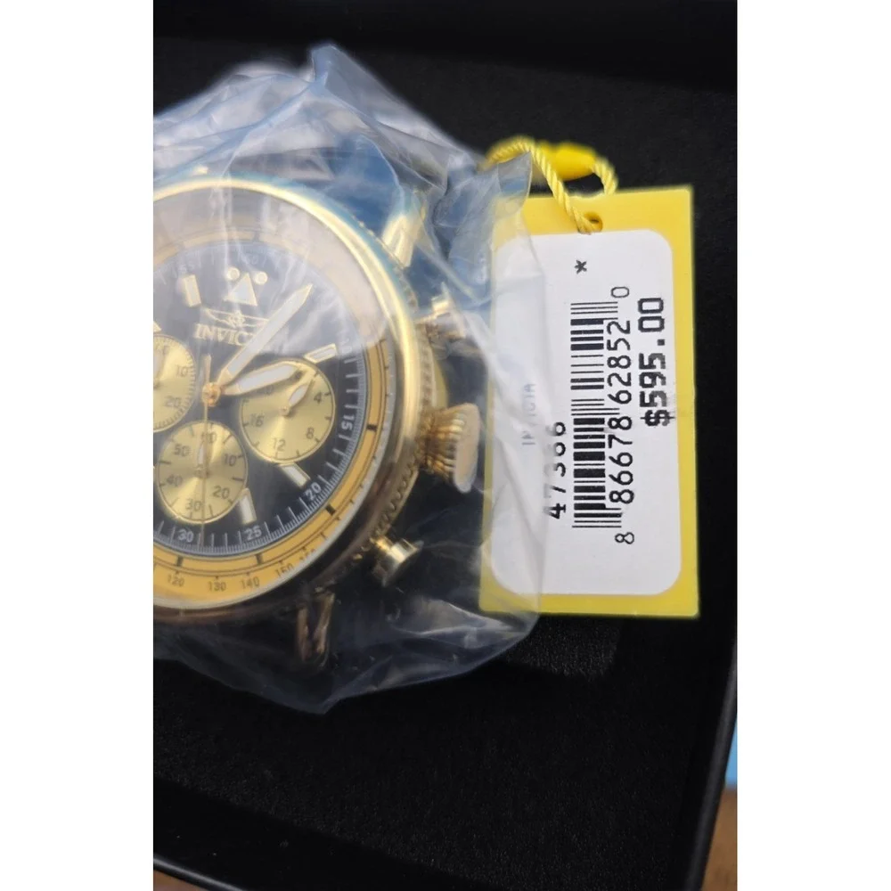 NEW Invicta Speedway Men's Watch - 44mm, Black Leather Band (47366) #0339