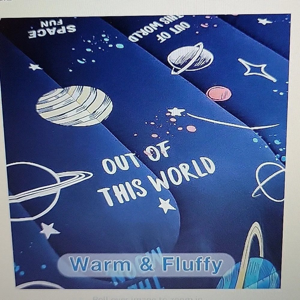 Beeweed 3 piece Space Rocket Ship Out of this World Comforter Set Navy Blue New…
