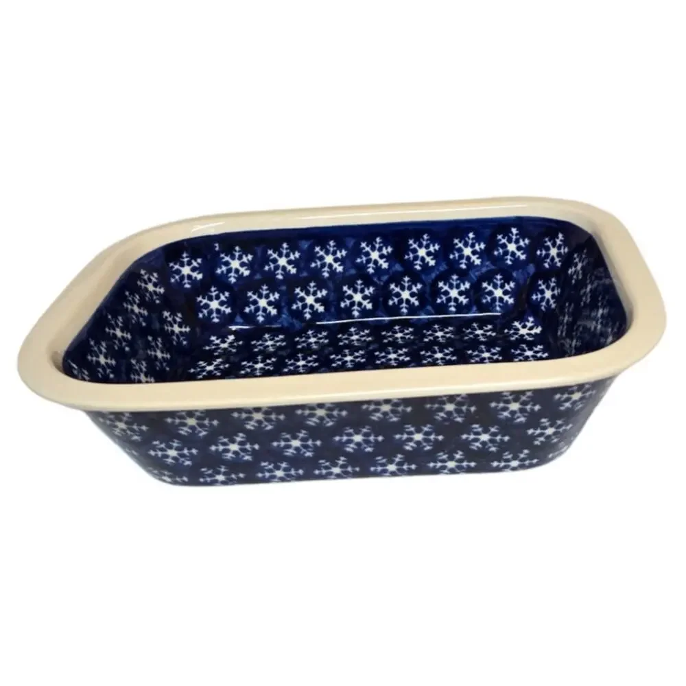 Boleslawiec Polish Pottery| Snowflake Baking Dish | Size 9.5L x 7W x 2H