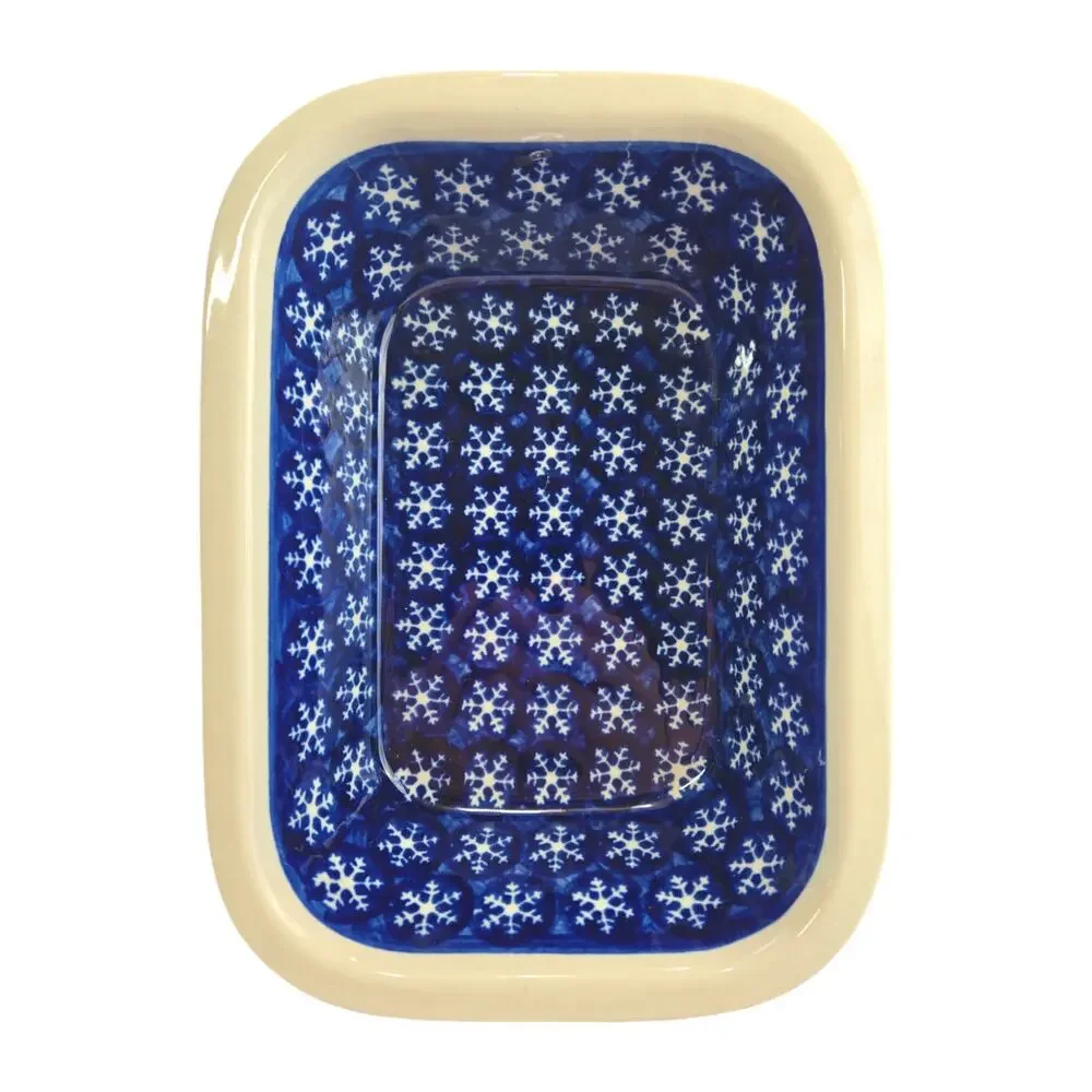Boleslawiec Polish Pottery| Snowflake Baking Dish | Size 9.5L x 7W x 2H