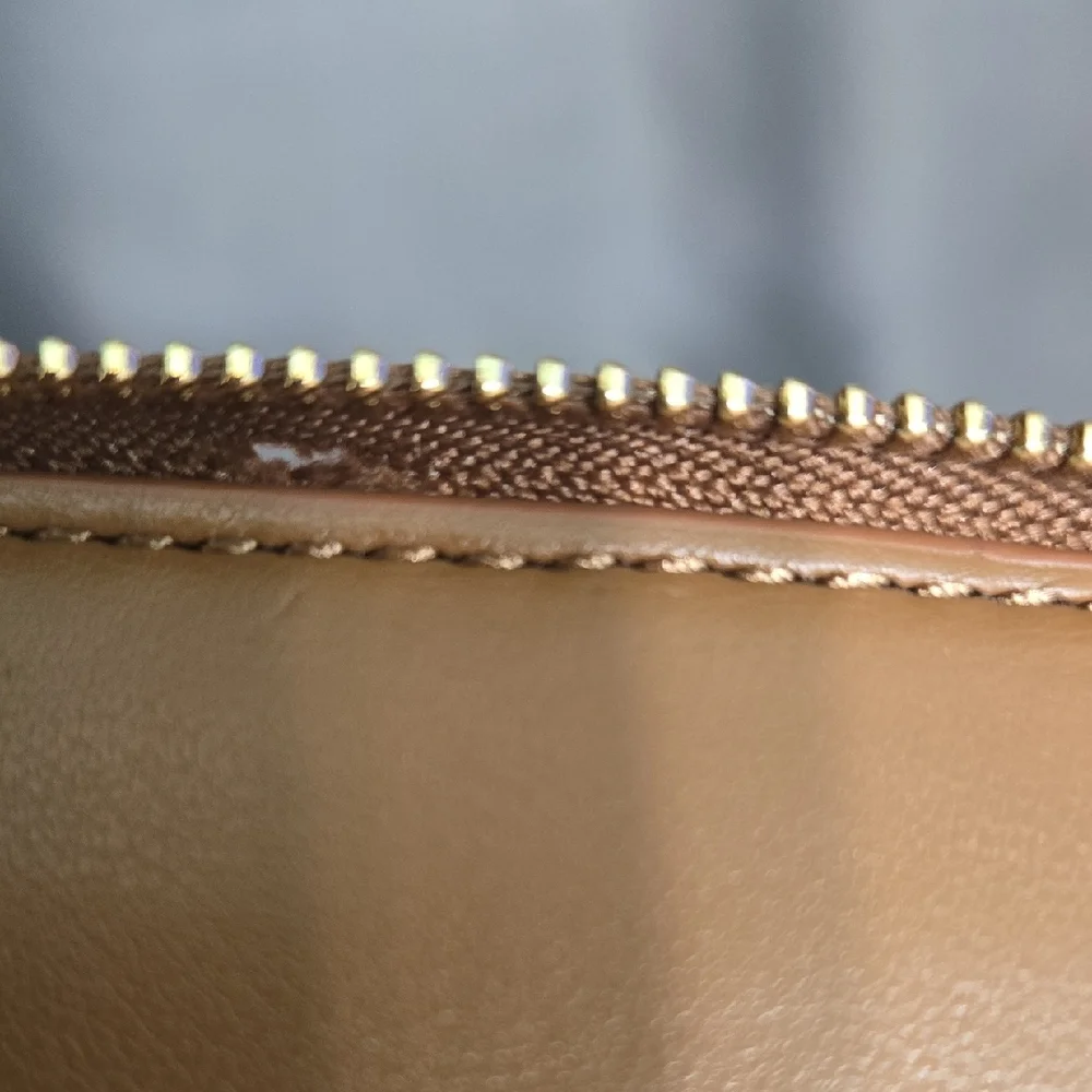 Coach Tan/Brown Signature Zip Wallet Wristlet