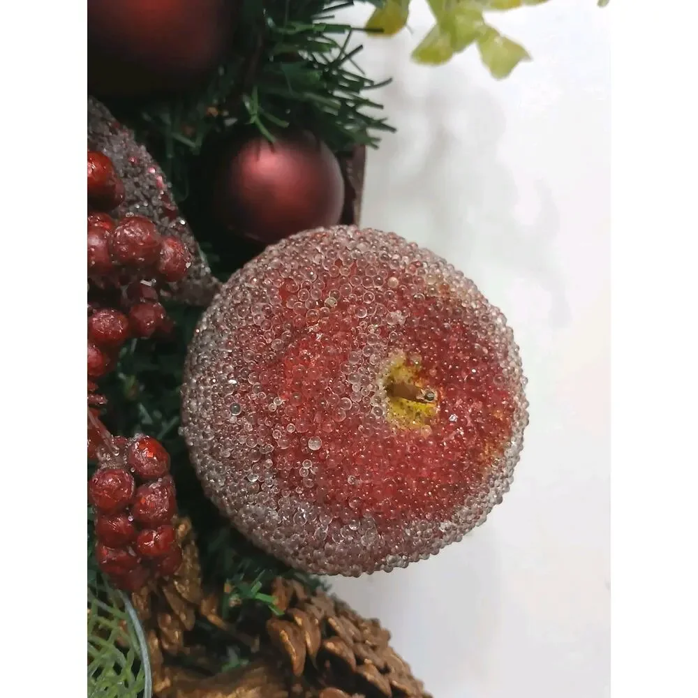 Partridge In Pear Tree Winter Door Wreath Realistic Holiday Crystal Fruit Apple