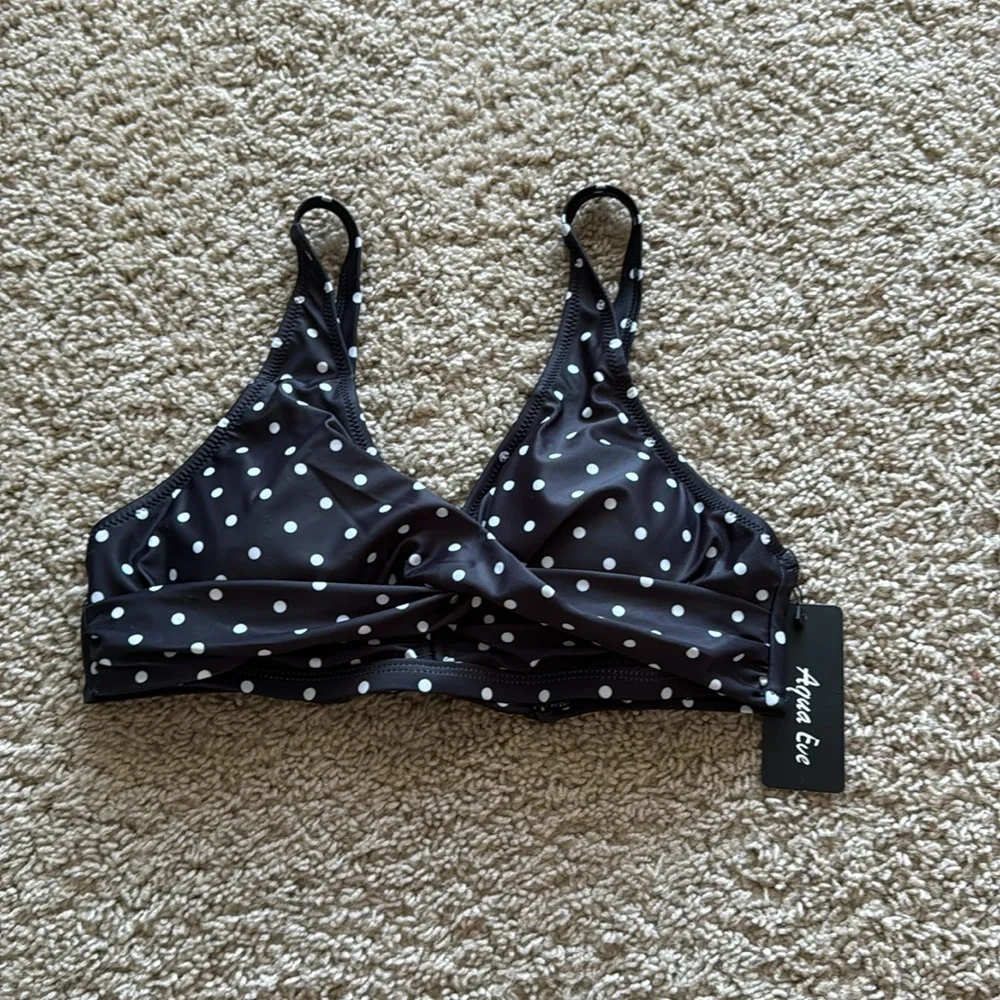 022 NWT Aqua Eve Women High‎ Waisted Twist Front Lace Up Back Bikini - Size: S