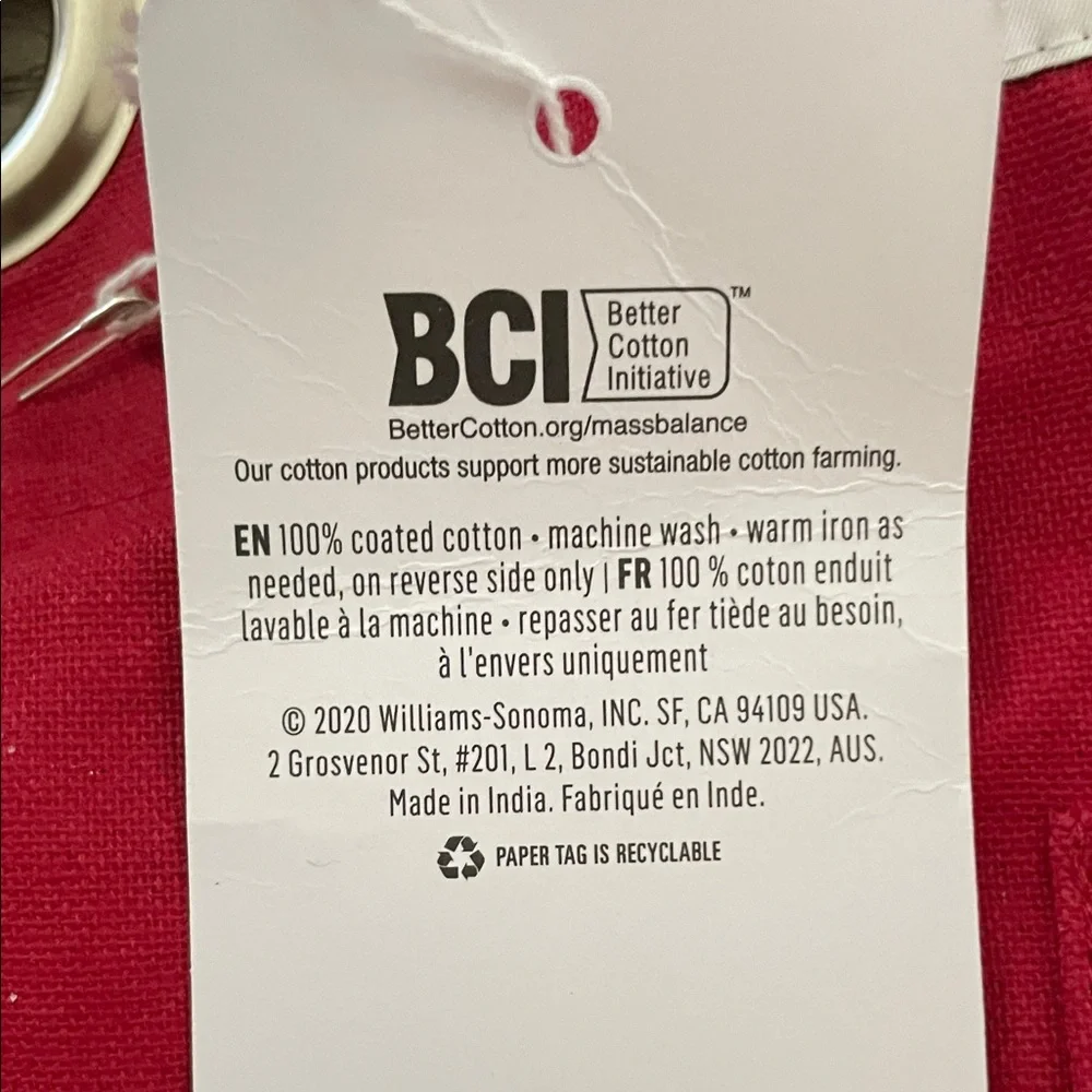 Williams Sonoma Red Canvas Utility Apron Dress with Cream Straps