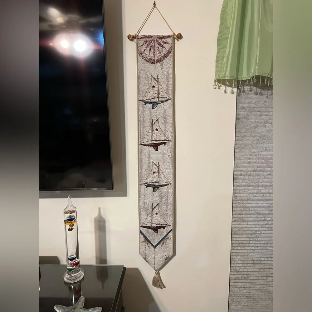 Nautical Sailboat Wall Tapestry Banner NWOT