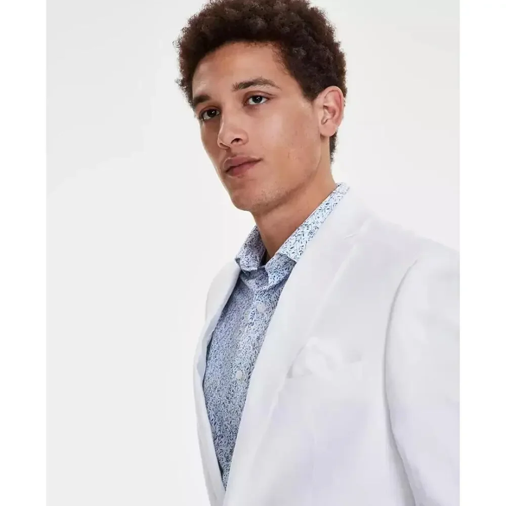 Bar III Men's White Linen Summer Casual Slim-Fit Formal Suit Jacket Size 42S