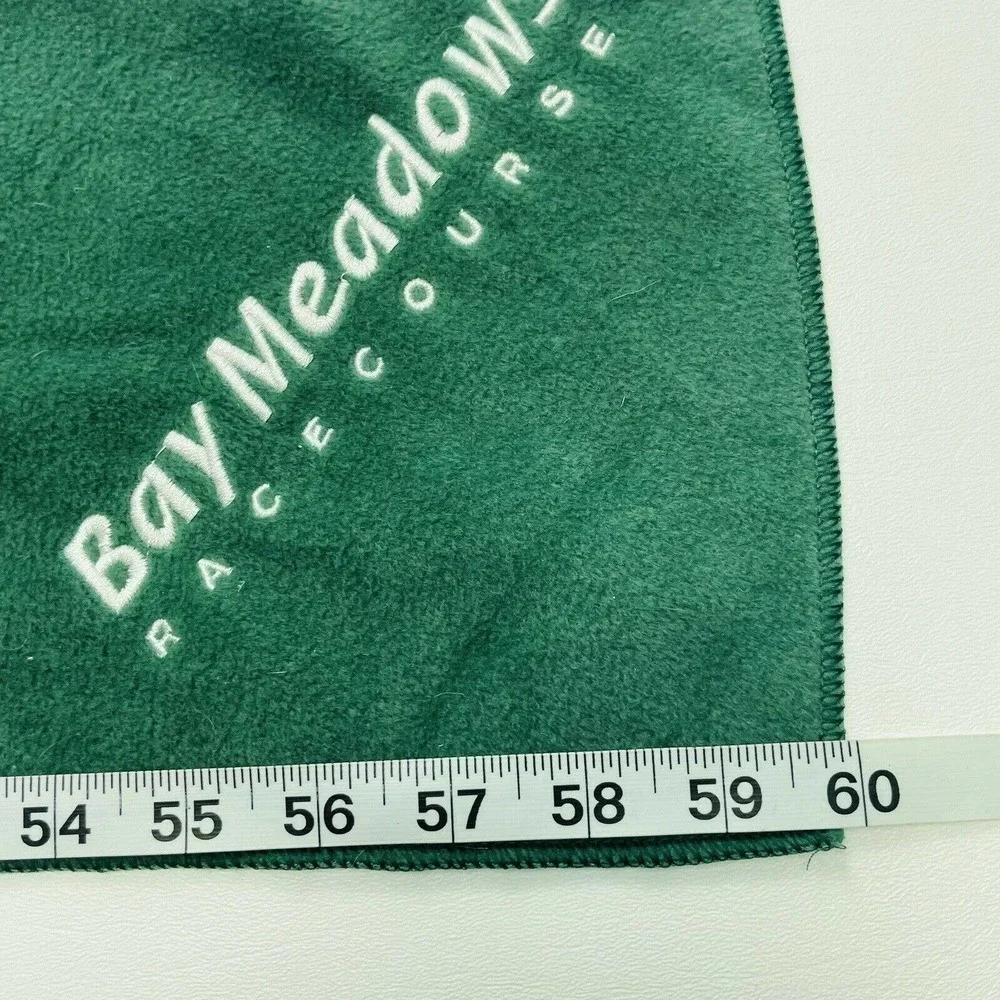 Vintage Bay Meadows Racetrack Scarf Rectangular Green Embroidered Logo Horse