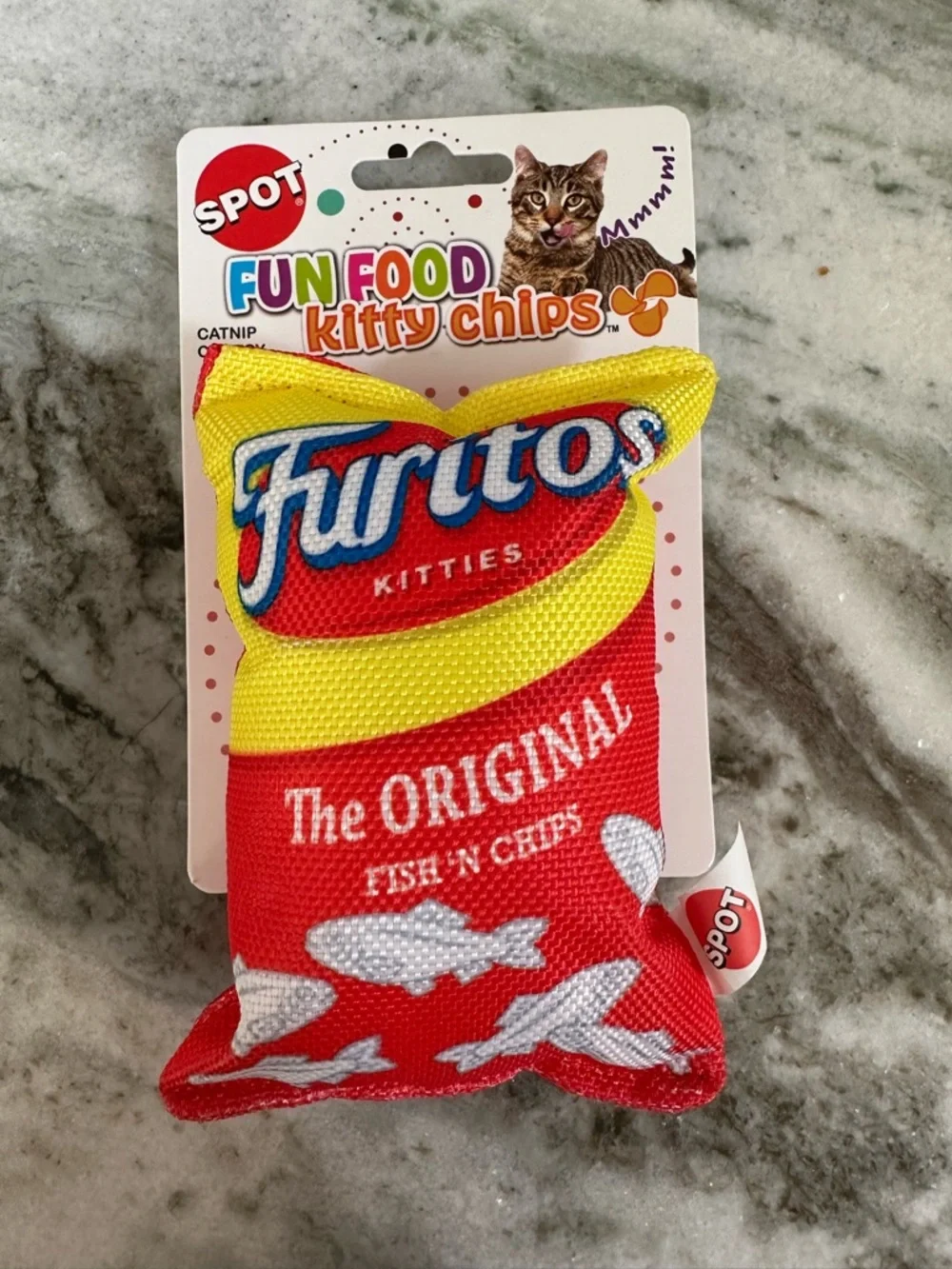 Fun Food Kitty Chips Cat Toy - Yellow & Red