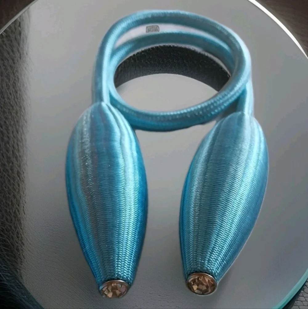 Satin Curtain Tie Backs, Ocean Blue, Set of 2