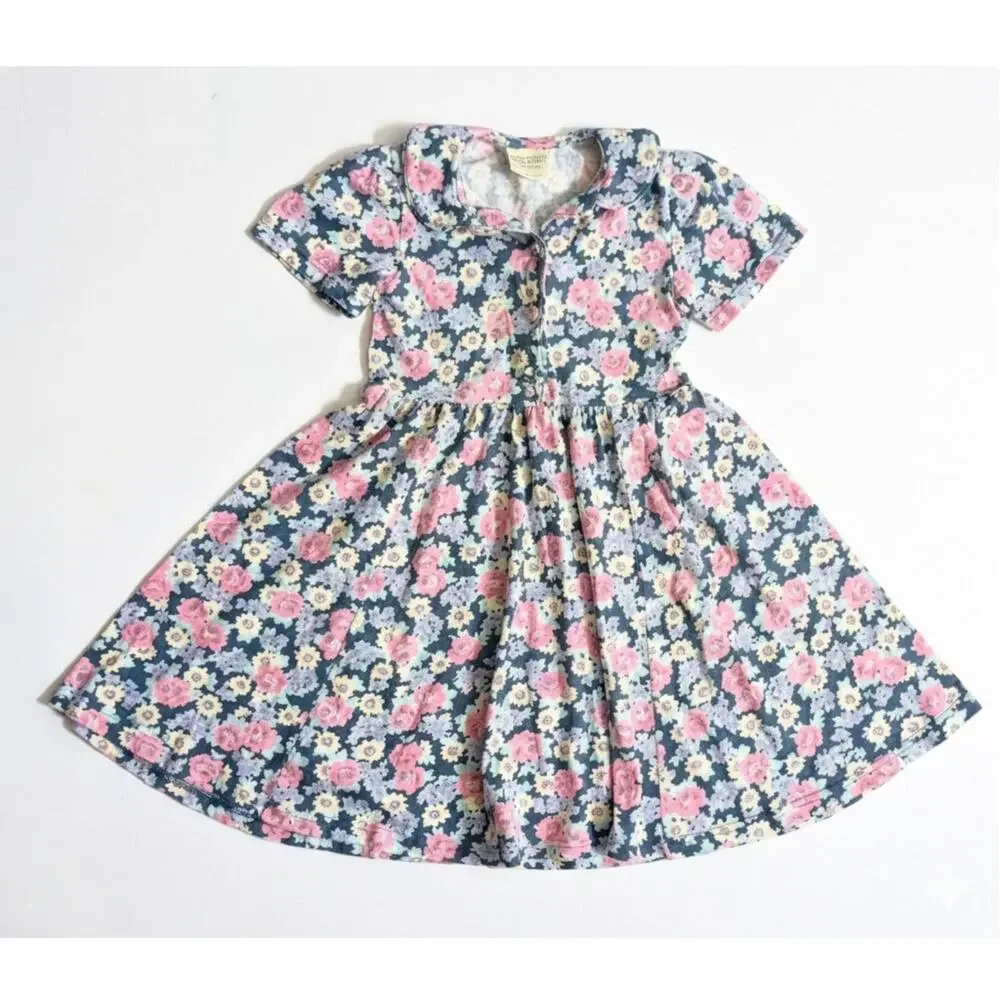 Vintage Laura Ashley Mother & Child Girls Floral Dress | Size 5-6 Years | 1980s
