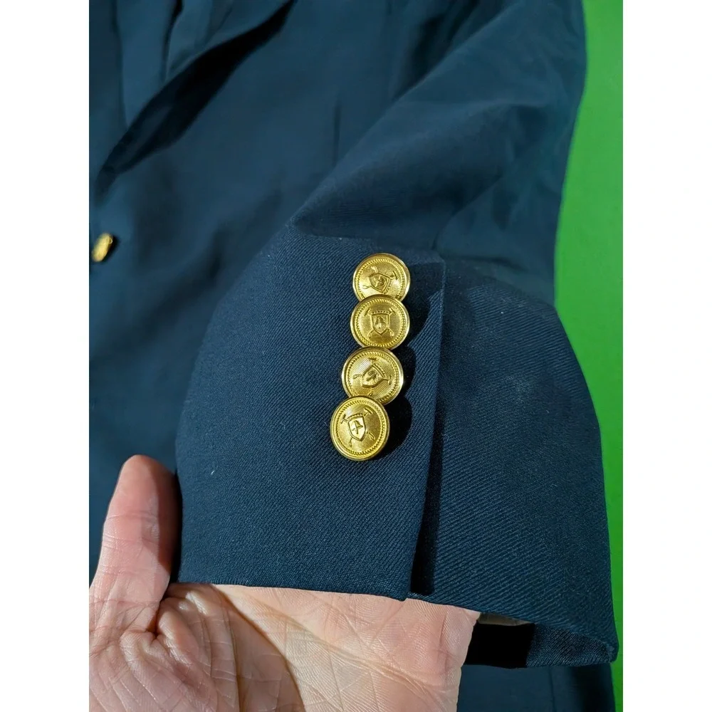 Lauren Ralph Lauren Blazer Mens 46L Blue Navy Gold Buttons Wool  Sport Coat