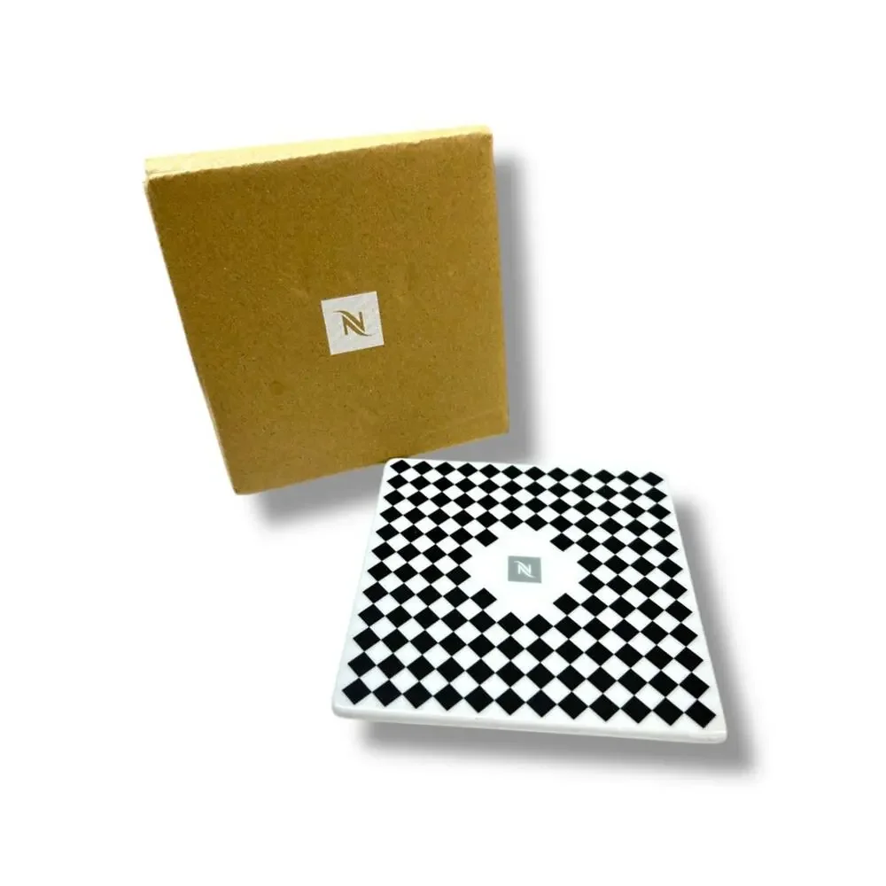 New Porcelain Coaster Paris Style Made in Portugal Black White