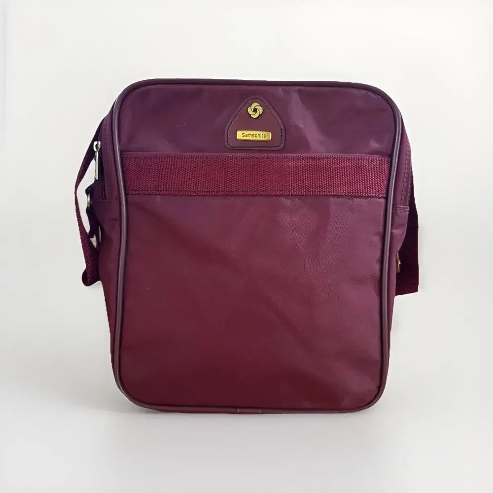 Vintage Samsonite Maroon Travel Shoulder Bag - 1990s Overnight Flight Cabin Bag