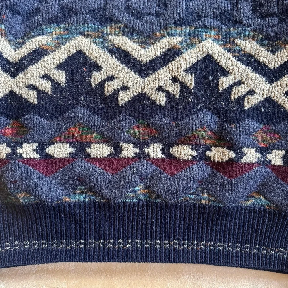 Vintage Navy Blue Wool-Blend Sweater