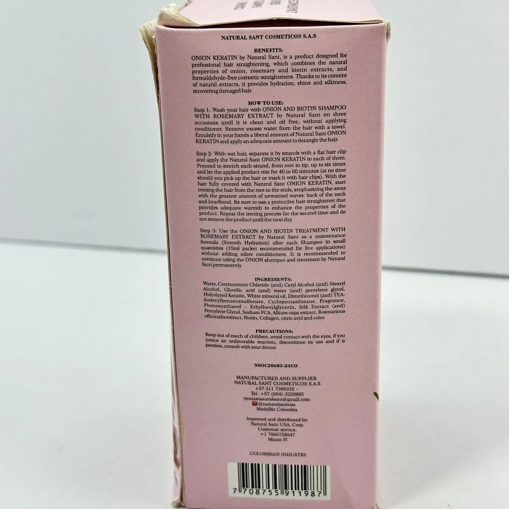 Natural Sant Onion Keratin Hair Treatment Set Shampoo + Treatment 120ml NIB
