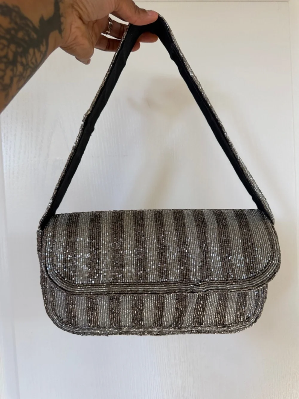 Vintage Beaded Shoulder Bag Y2K Baguette