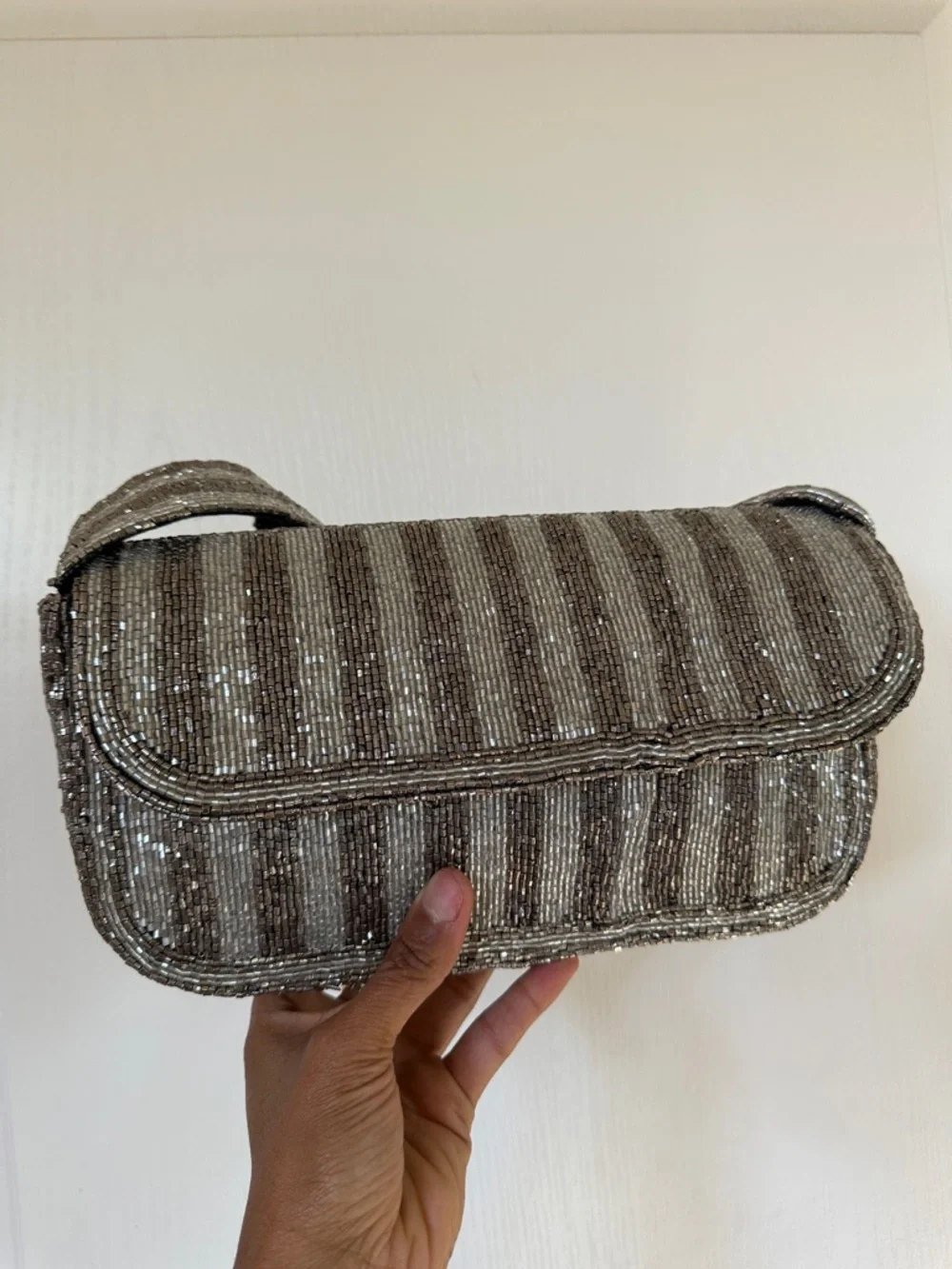Vintage Beaded Shoulder Bag Y2K Baguette