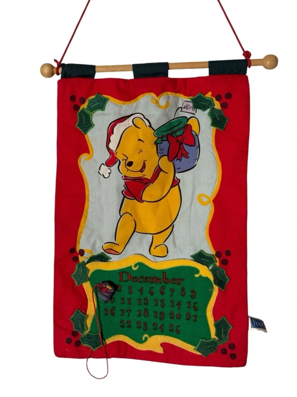 Vintage Disney Winnie the Pooh Christmas Countdown Advent Wall Hanging Calendar
