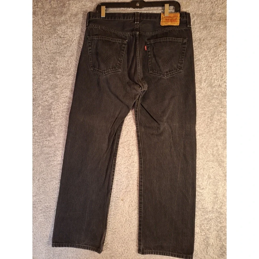 Levis 501 Original Fit Mens Faded Black Straight Denim Jeans 36x30 Grunge 90s