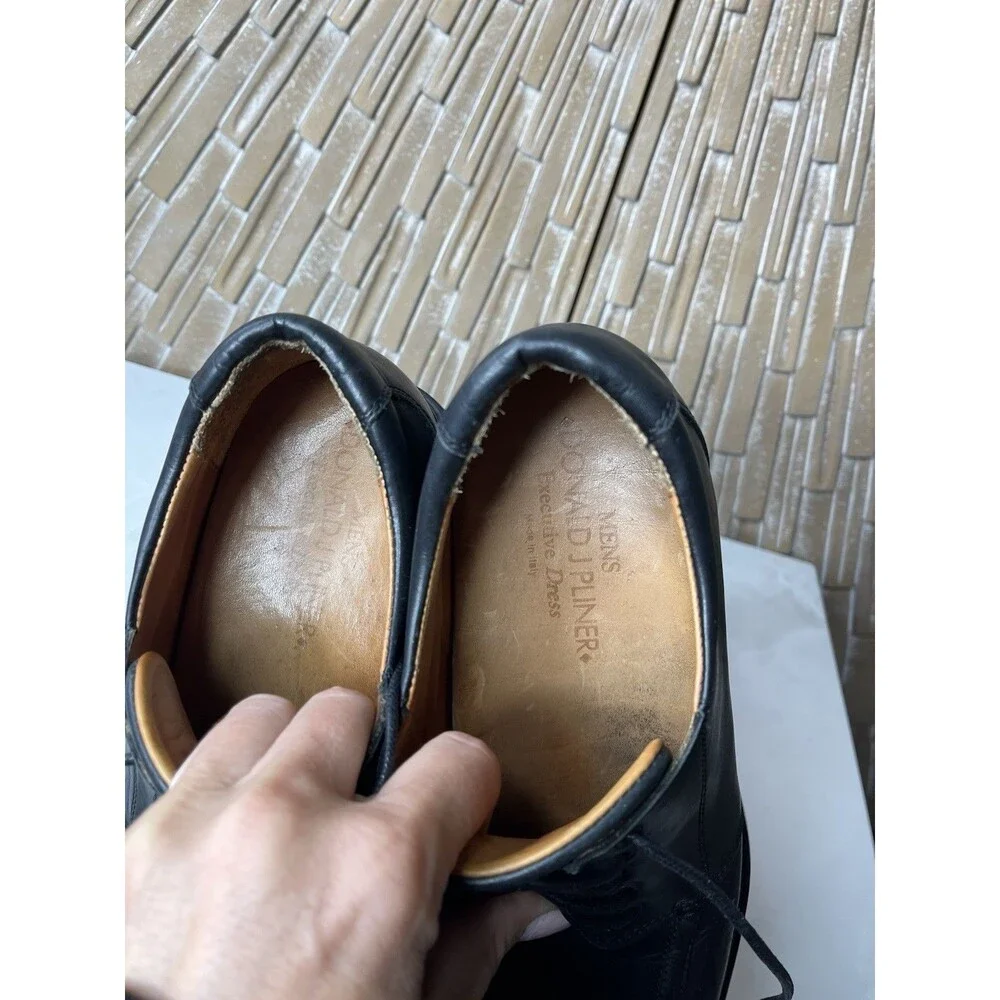 Donald J Pliner Executive Dress Oxfords Lace Up Shoes Italy Black Leather Sz 9 M
