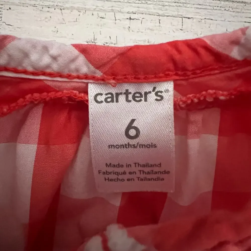 Carter’s Baby Romper Bundle 6M Girl 3pc Floral Gingham Check Summer Outfits