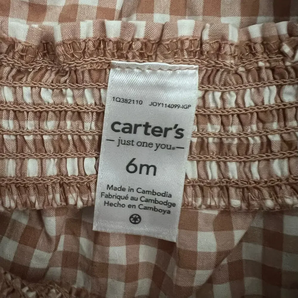 Carter’s Baby Romper Bundle 6M Girl 3pc Floral Gingham Check Summer Outfits
