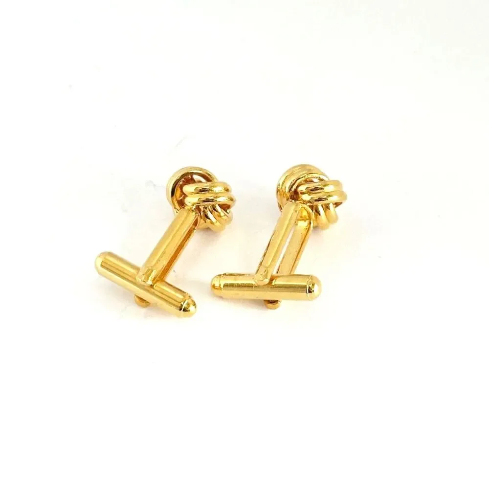 Vintage Love Knot Cuff Links Gold Tone