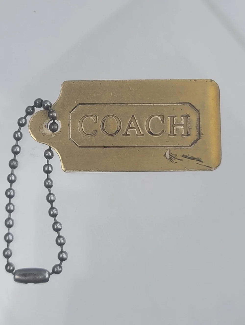Coach Vintage Antique Brass-Tone Metal Key Chain Tag Fob Charm Hang Tag