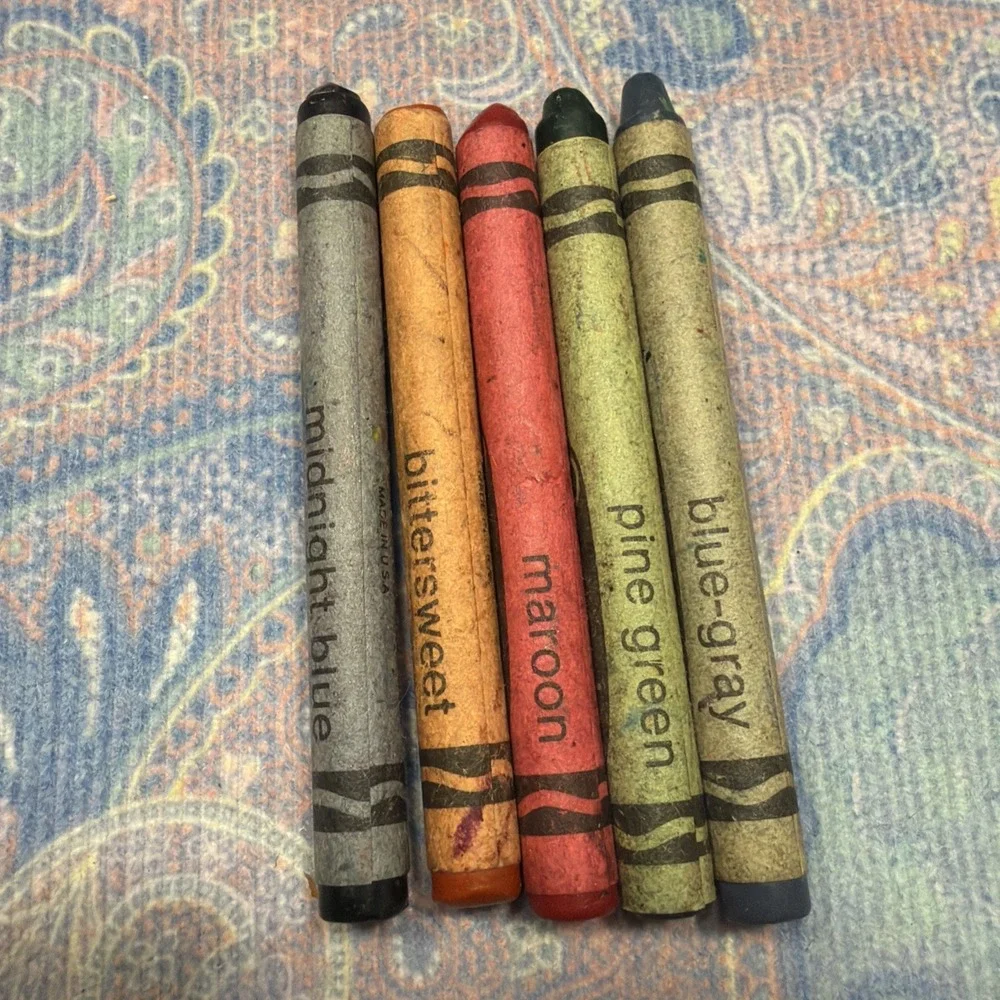Vintage Used Crayola Crayons Binney & Smith Lot Of 5 Made In USA
