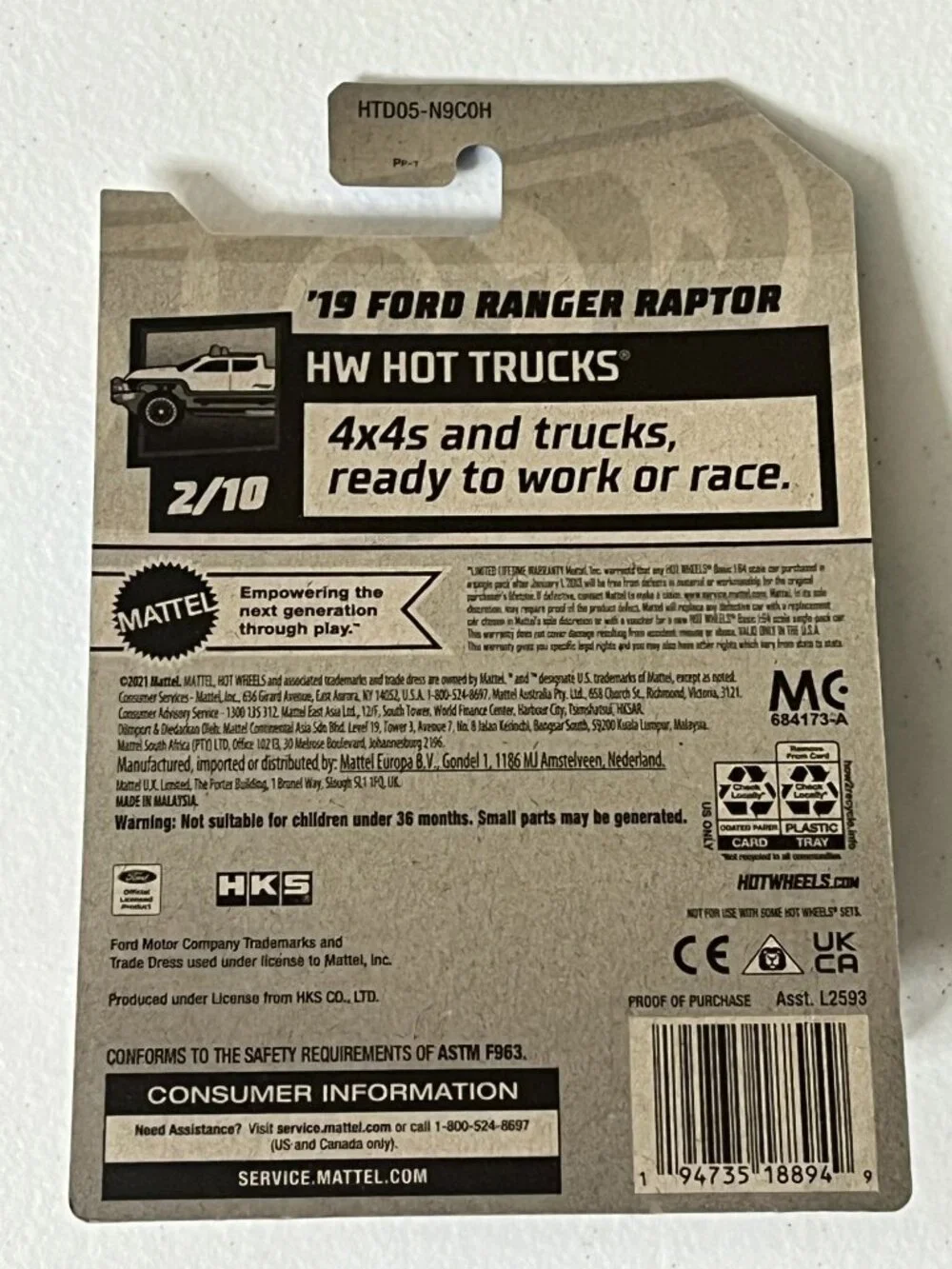 Hot Wheels 2024 Ford Ranger Raptor HW Hot Trucks 2/10 Blue Diecast NOC