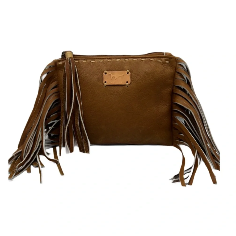 Fredd+Basha Brown‎ Fringe Clutch Boho Western Chic