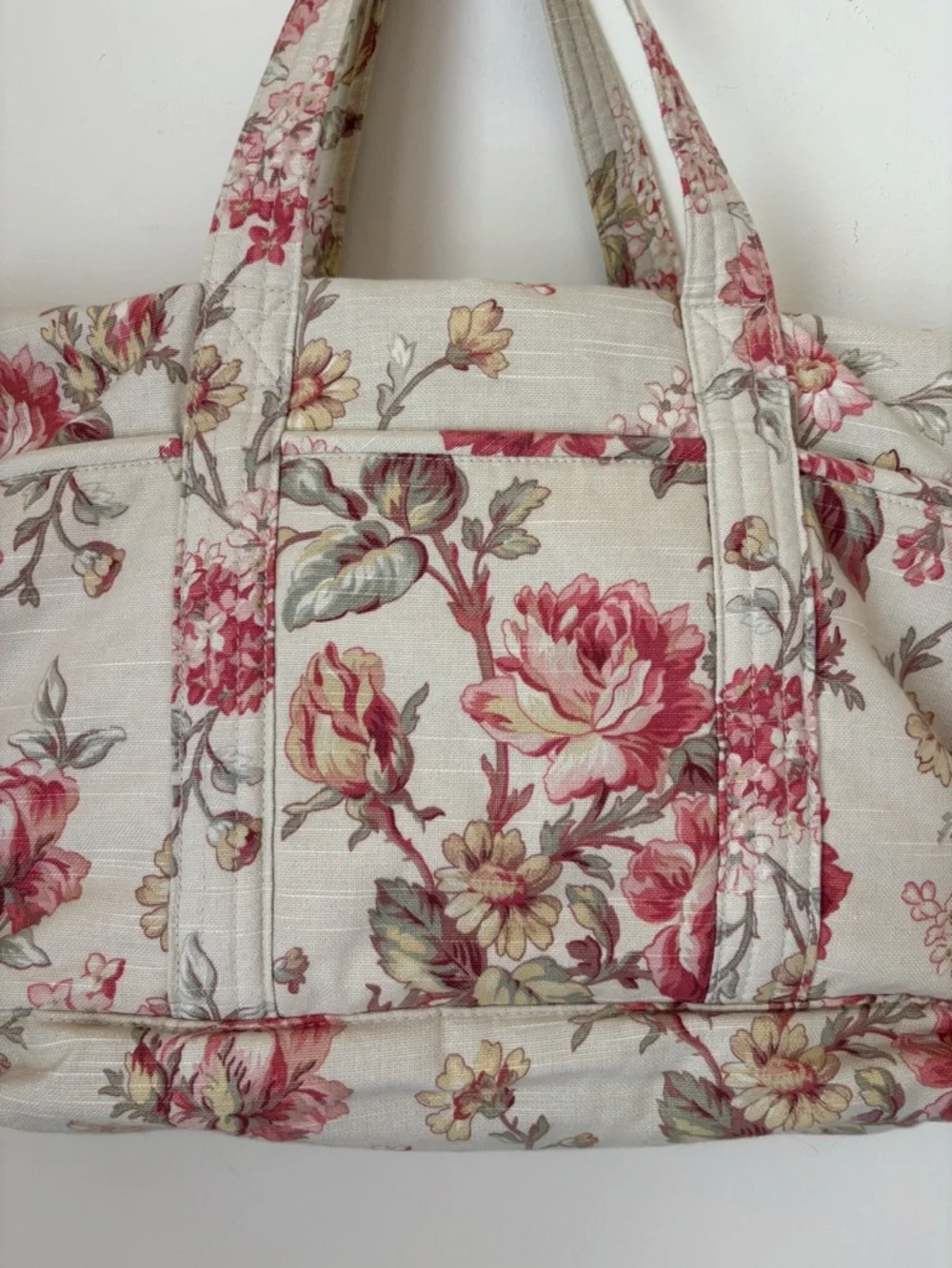 Vintage 90's Ralph Lauren Floral Fabric Tote Diaper Bag 16 X 13 X 7 Preppy
