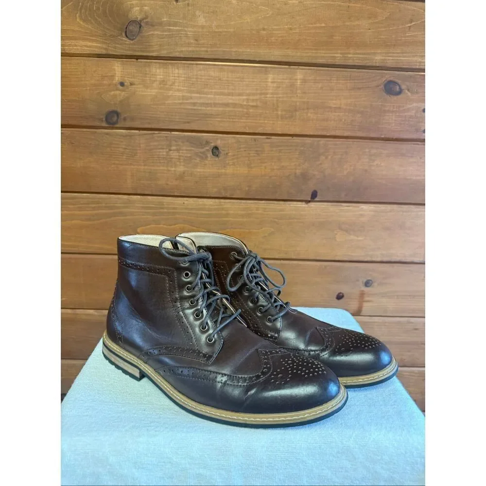 Bruno Marc men's dress ankle boots brown Faux Leather Sz 11