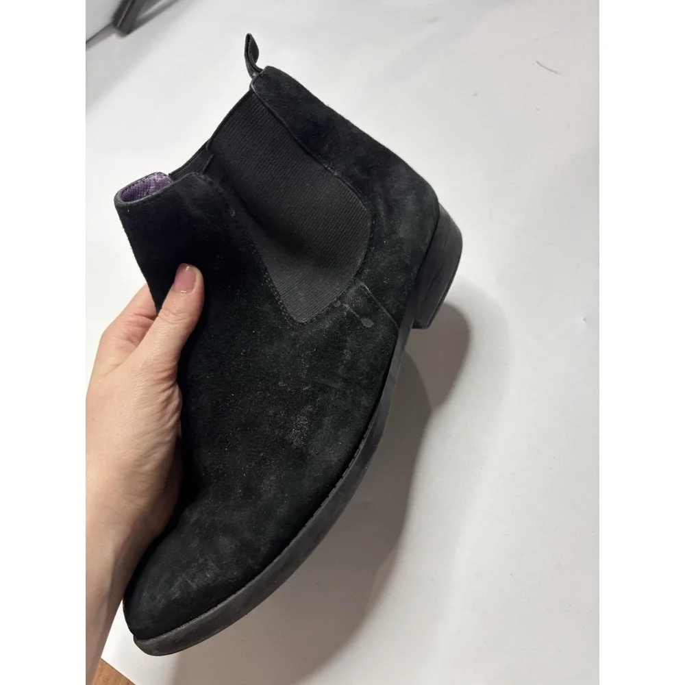David Tate Chelsea Boots Womens 9.5M Black Suede Leather Ankle Booties No Insole