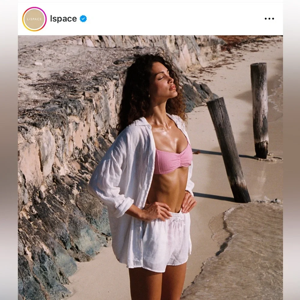 L*Space Bikini Set 💖 Pink Ribbed Effie Top & Dolce Bottom Bitsy Size M NWT
