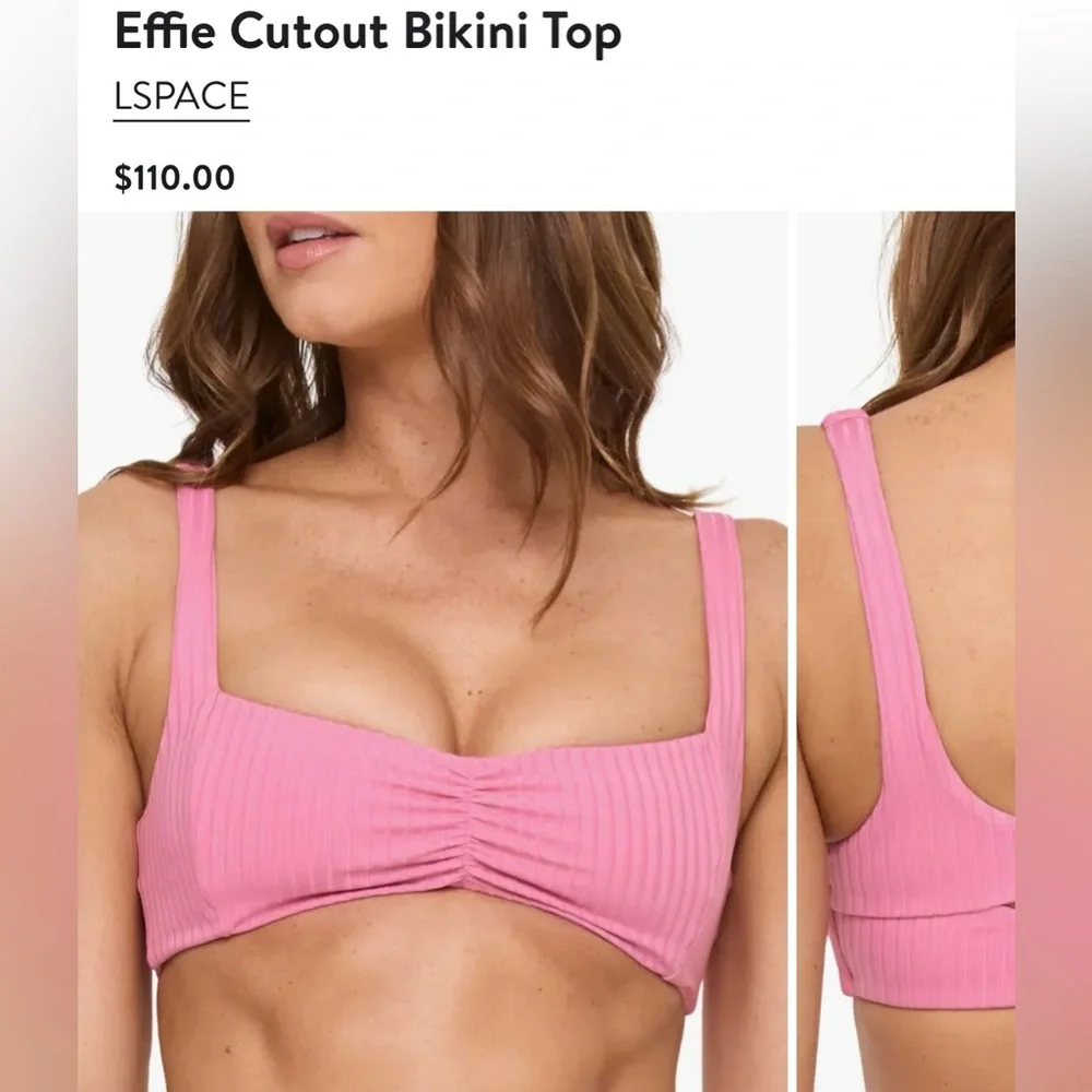 L*Space Bikini Set 💖 Pink Ribbed Effie Top & Dolce Bottom Bitsy Size M NWT